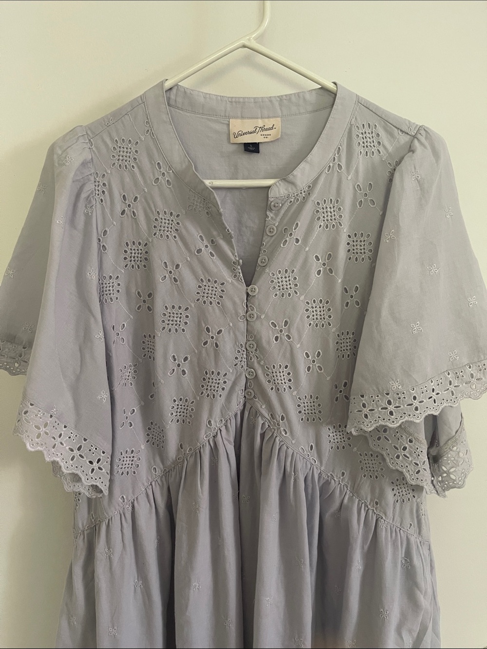 Universal Thread Lavender Eyelet Button-Front Tunic - Picture 5 of 6